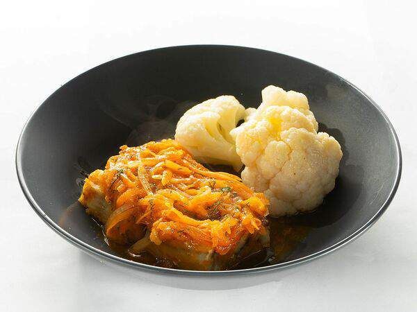 Мастер ланч - Треска на пару в маринаде с цветной капустой