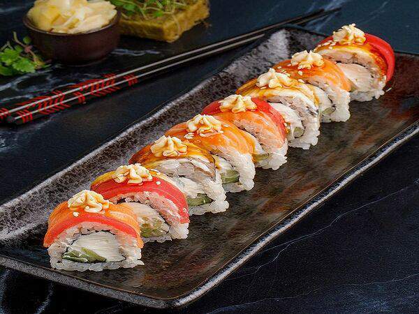 Баклажан Горьковская - Сливочный ролл с лососем и угрем