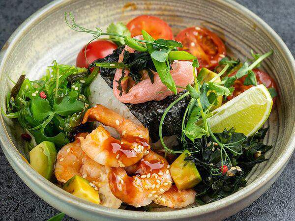 Базилико-пицца - Поке с креветками