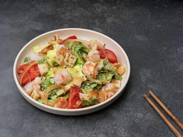 Сытый Бо - Азия-Цезарь с креветками и кокосовым соусом