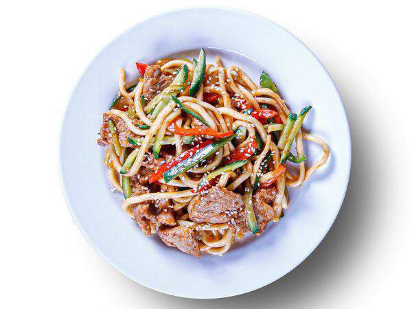 Те100 пельменей - Лапша жареная с огурцами