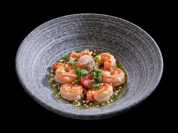 Осака - Креветки в соусе песто