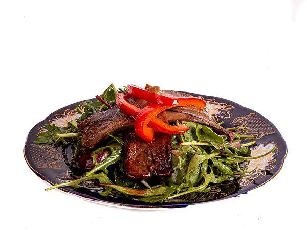 Пахлава - Салат с языком под малиновым соусом