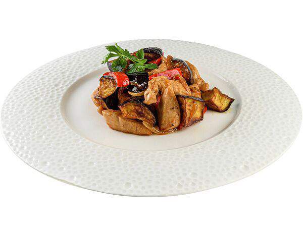 Жемчужина - Куриное филе с баклажанами фри