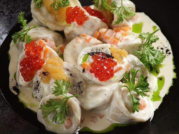 Верещагин - Пельмени из щуки в сливочном соусе с икрой