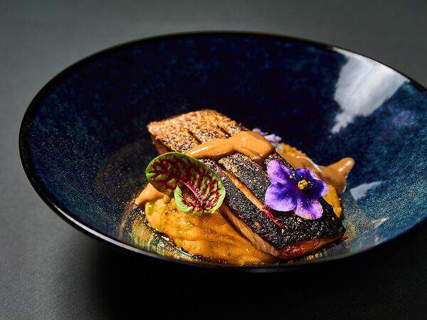 Terrace - Филе сёмги с копчёным пюре и соусом биск