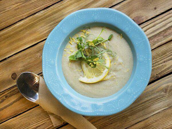 Кофейня Зеленая Улица - Суп-крем из запечённых баклажанов с лимоном