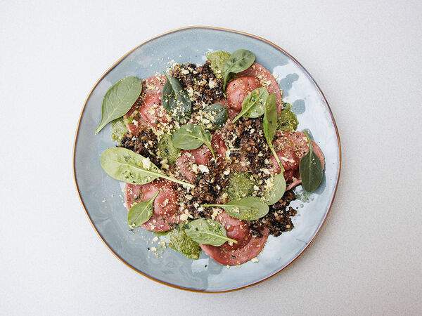 Гнездо - Равиоли с рикоттой и соусом песто