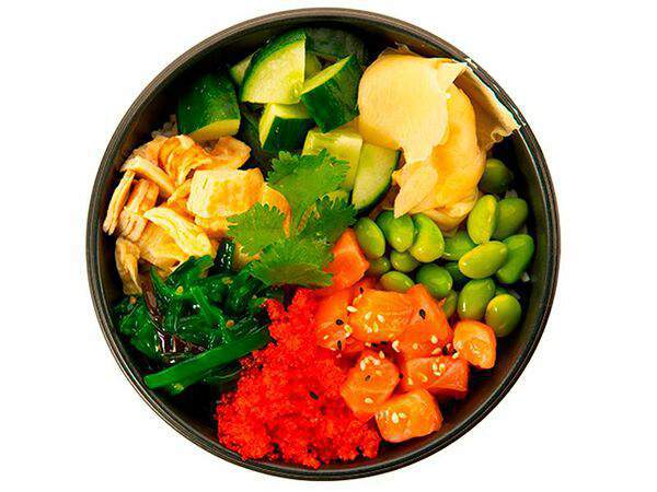 Рамен ролл - Поке с лососем на Рисе