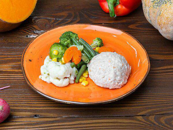 Кулинария Ирины Князевой - Овощи на пару с биточком из индейки