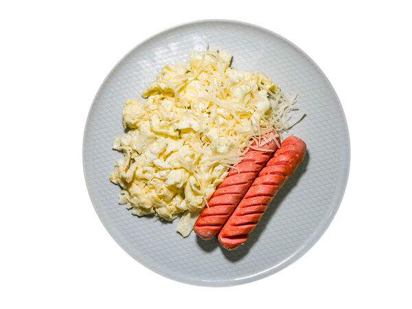 Мандарин - Скрэмбл с сосисками и пармезаном