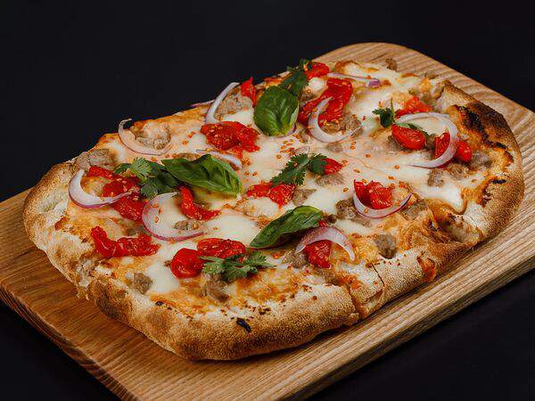 Четыре сына - Пицца Говядина, печеный перец, соус кимчи