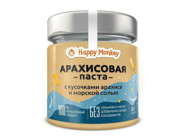 Happy monkey - Арахисовая паста с кусочками арахиса и морской солью