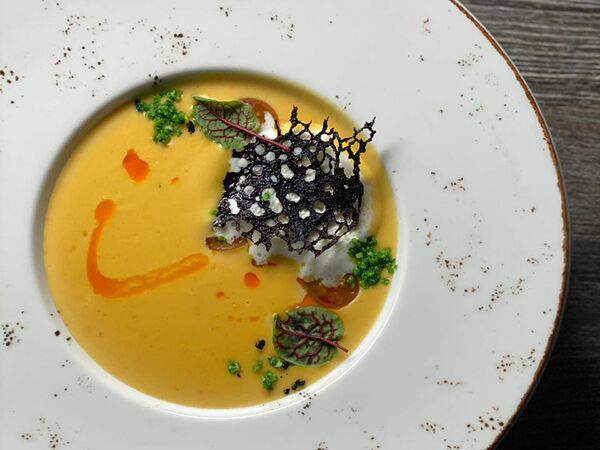 Шенген - Крем-суп четыре сыра с капучино из пармезана