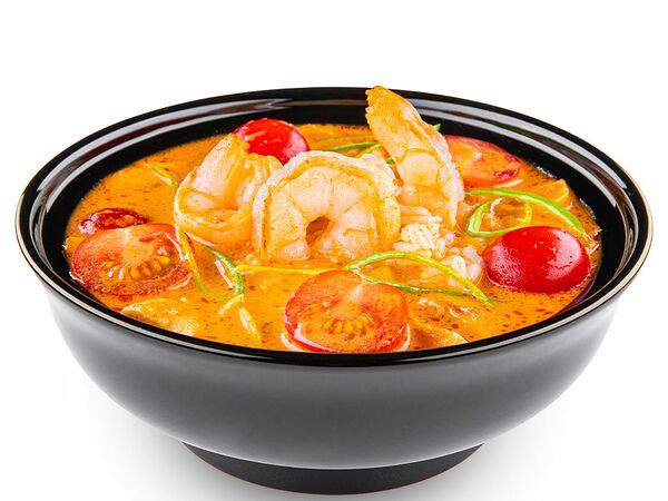 Белый рис - Том Ям с креветками