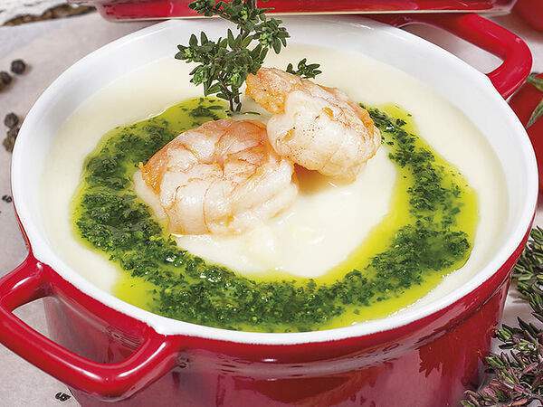 Луиджи - Сливочно-сырный крем-суп с тигровыми креветками