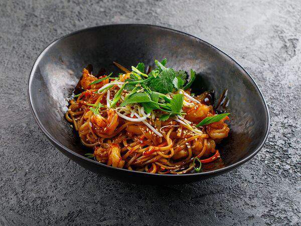 Стейк By Steak - Лапша гречневая с креветками