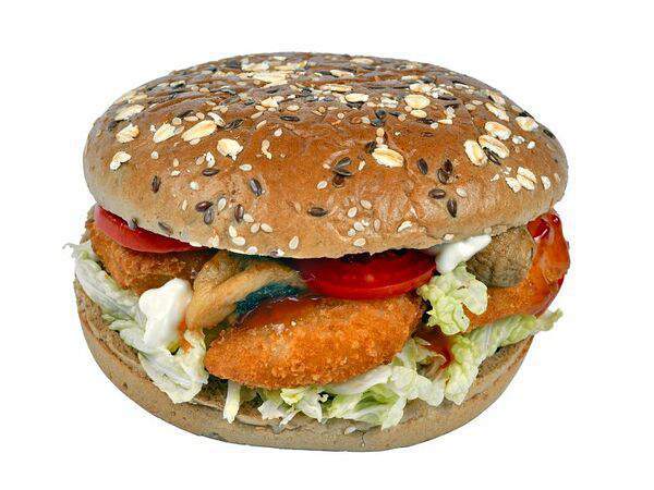 Chicken Pizza & Sushi - Бургер Том ям с креветками