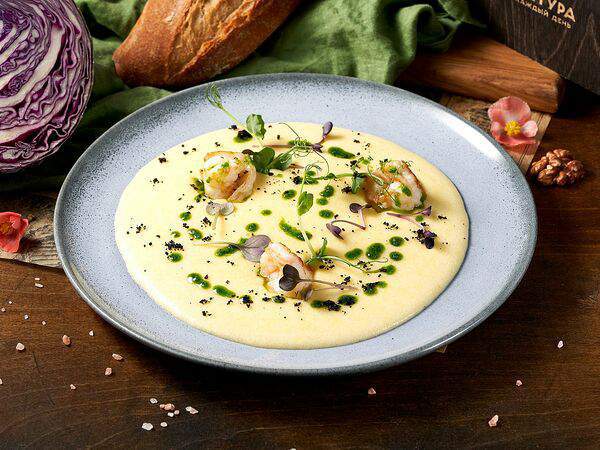 Рыбная мануфактура №1 - Полента с креветкой на кокосовом молоке