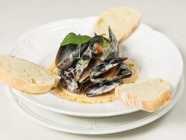 Negroni bar & enoteca - Мидии с соусом из копчёного сыра скаморца