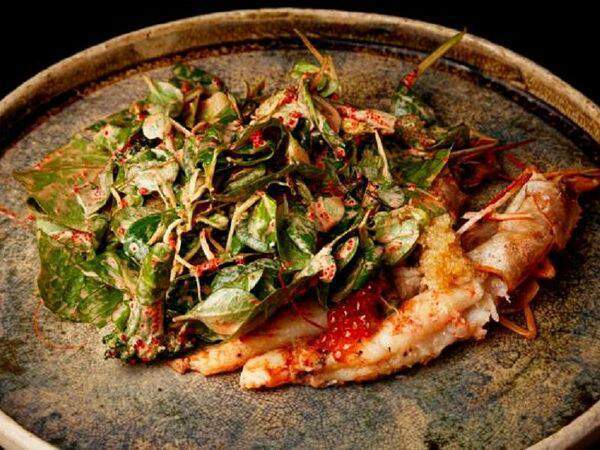 Кабуки - Лангустины с томатами и спайси соусом