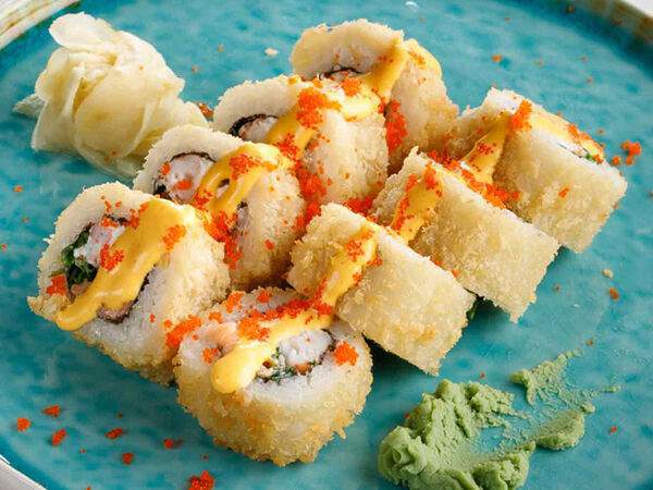 Рис - Кранч-ролл с лососем и креветкой