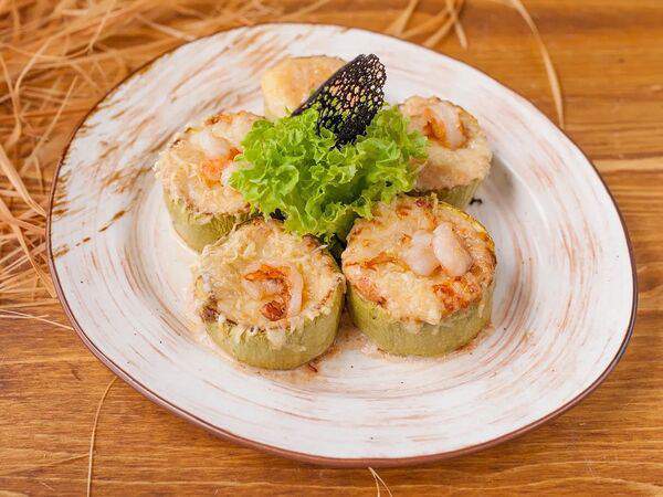 Пейзаж - Кабачки, запечённые с креветкой