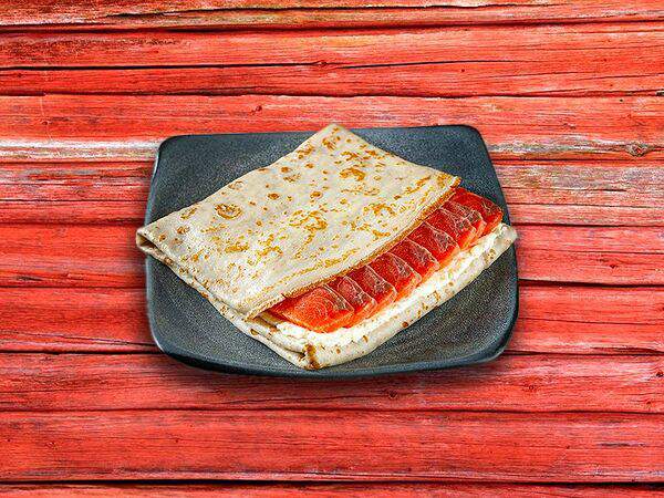 Русские блины - Блин с форелью и творожным сыром