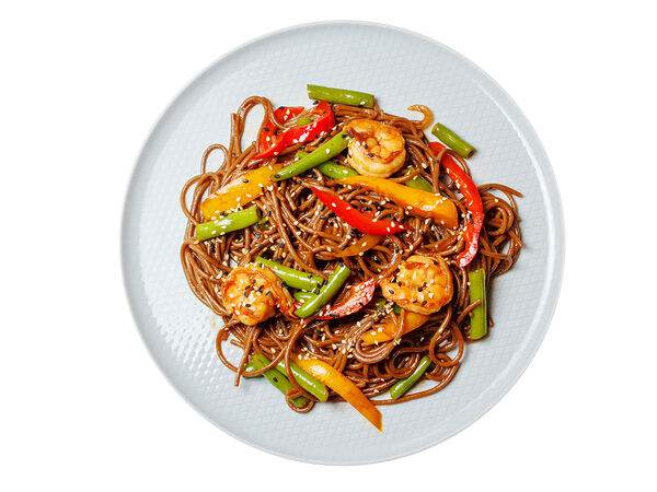 Мандарин - Гречневая лапша с тигровыми креветками