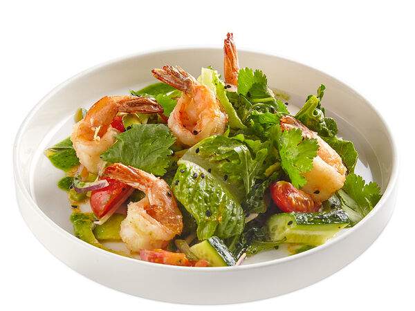 Mama Donna - Салат с авокадо, креветками и ореховым кремом