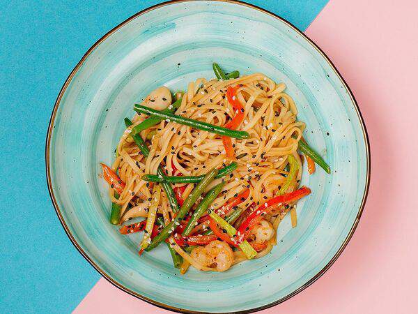 Бобы - Вок с морепродуктами