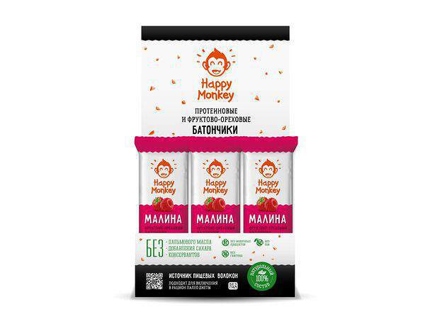 Happy monkey - Шоу-бокс батончиков Малина