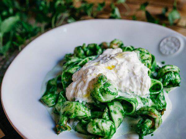 Сыроварня - Паппарделле со шпинатом и креветками