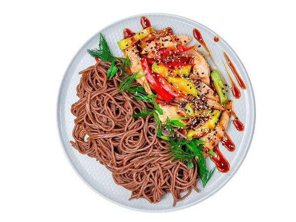 Мандарин - Цыпленок-терияки с гречневой лапшой