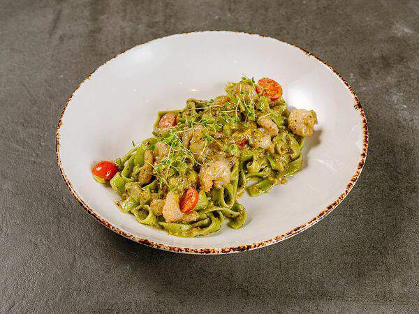 12 - Паста с креветками и фисташковым песто