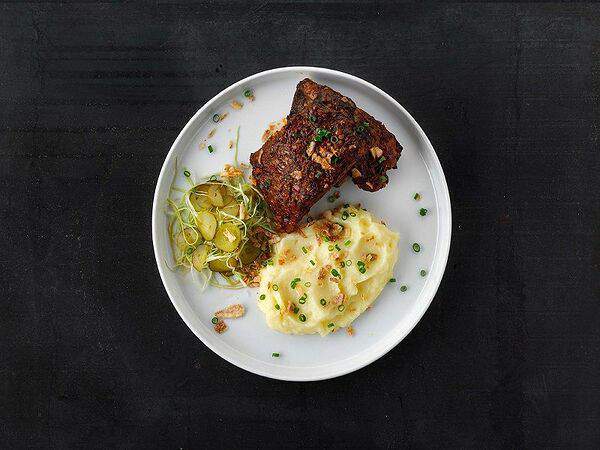 Рис - Ребра свиные с картофельным пюре