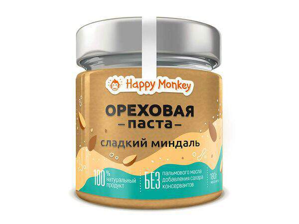 Happy monkey - Ореховая паста Сладкий миндаль