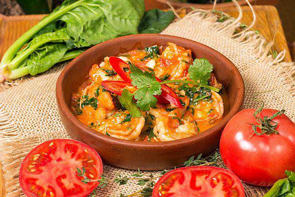 Мушмула - Креветки в чесночном соусе