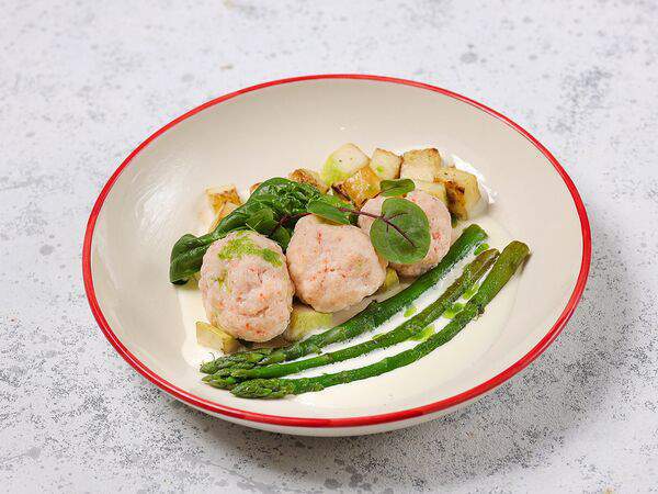 Pl bar - Котлетки из креветок с кабачком и спаржей