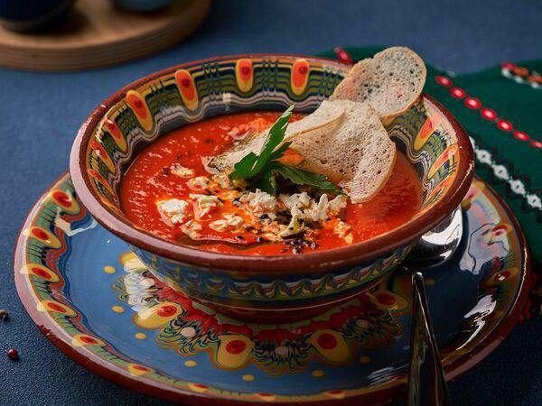 Булгур - Крем супа от печени чушки