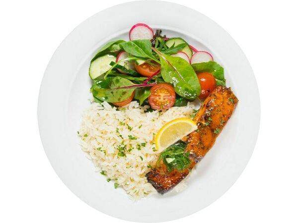 ILunch - Лосось с овощами и глазурью из манго и халапеньо