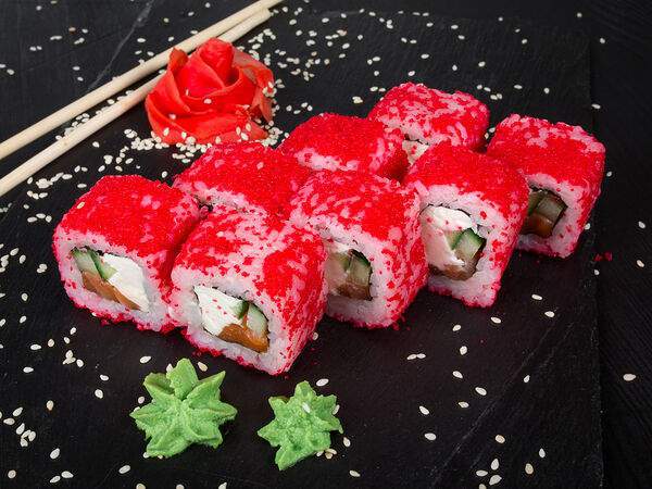 Аквасуши - Ролл Филадельфия в тобико