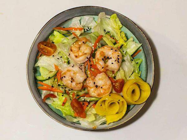 Лапша и утка Фо Бо - Креветки с манго