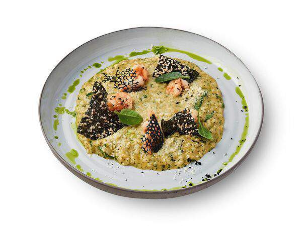 Portofino - Зеленое ризотто с креветками и шпинатом