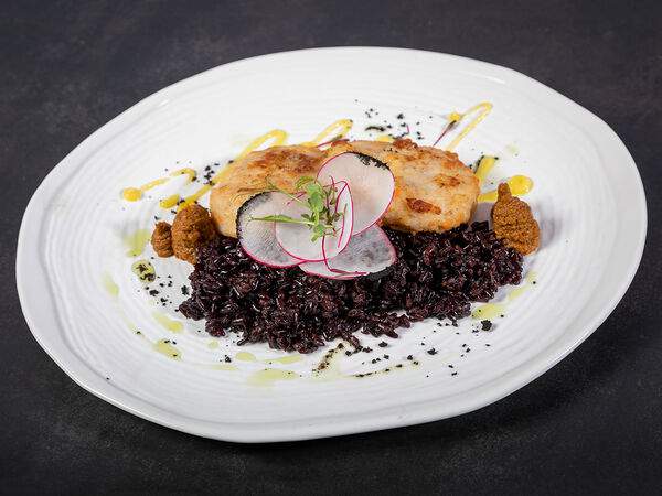 Happyterria - Котлеты из двух видов рыб с черным рисом Венере