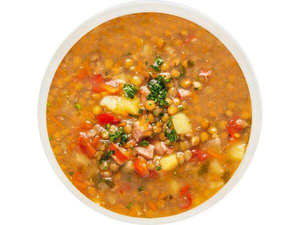 ILunch - Суп из чечевицы с копчеными колбасками и кориандром
