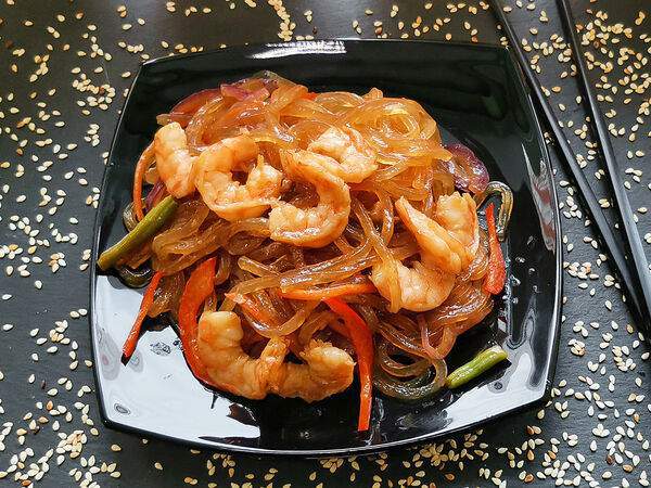 Wok & Sushi - Лапша Вок с креветками и овощами