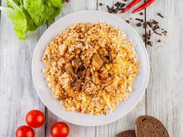 Горячий обед - Поджарка из свинины с рисом