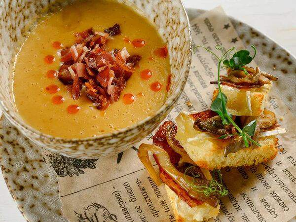 Лель - Картофельный крем-суп с беконом и сыром бри
