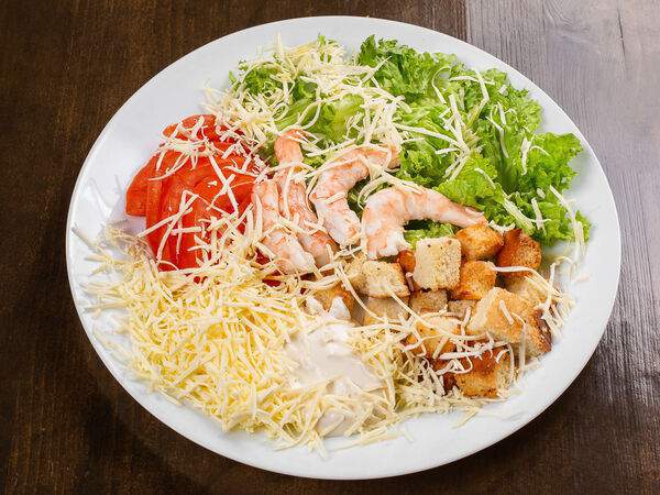 Лаваш - Салат Цезарь с креветками